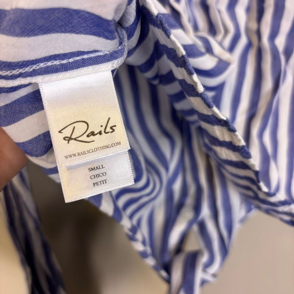 Rails Blue & White Striped Collared Button Front … - image 6